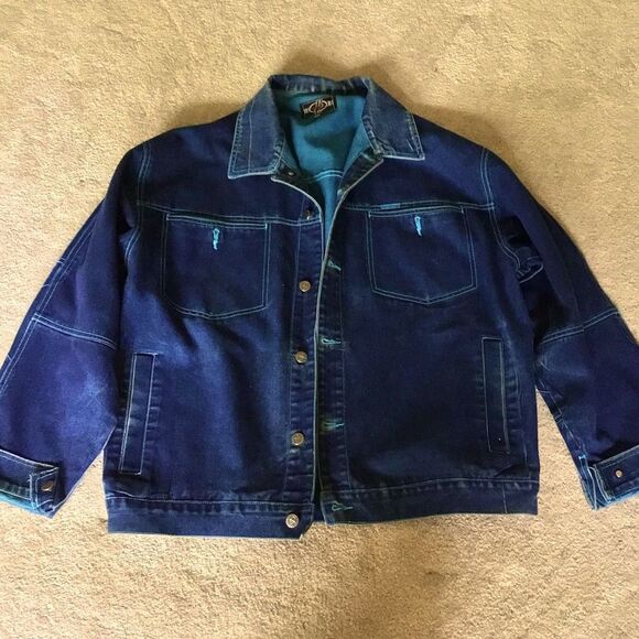 Vintage BARCODE Blue Two Toned Denim Jacket - Picture 1 of 8
